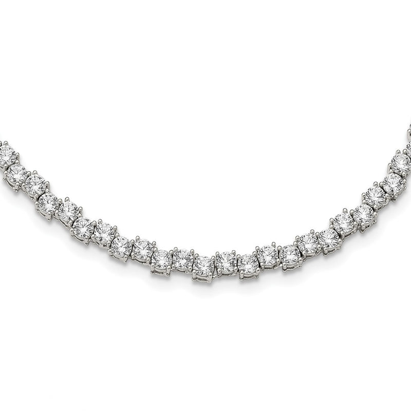 Sterling Silver Rhodium-Plated Polished 4mm Cz Necklace