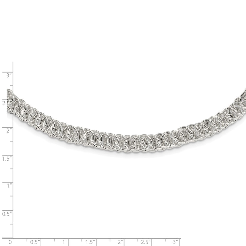 Sterling Silver Polished Fancy Circle Link 18.5In Necklace