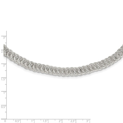 Sterling Silver Polished Fancy Circle Link 18.5In Necklace