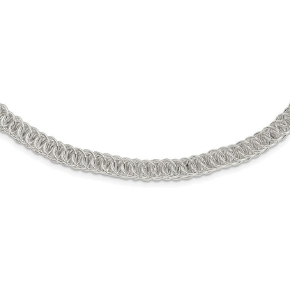 Sterling Silver Polished Fancy Circle Link 18.5In Necklace