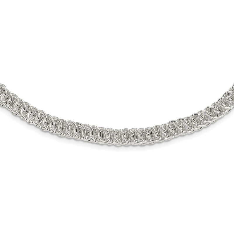 Sterling Silver Polished Fancy Circle Link Chain Necklace
