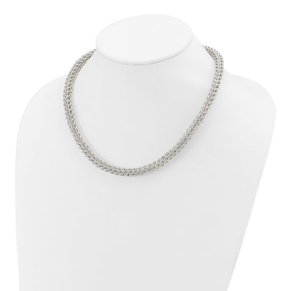 Sterling Silver Polished Fancy Circle Link 18.5In Necklace