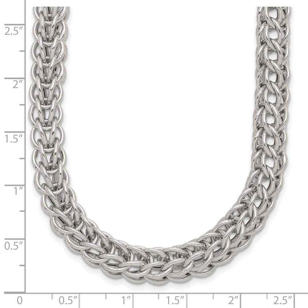 Sterling Silver Polished Fancy Circle Link 18.5In Necklace