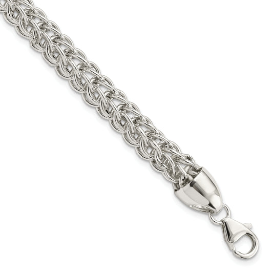 7.5 Inch Sterling Silver Polished Fancy Circle Link 7.5In Bracelet