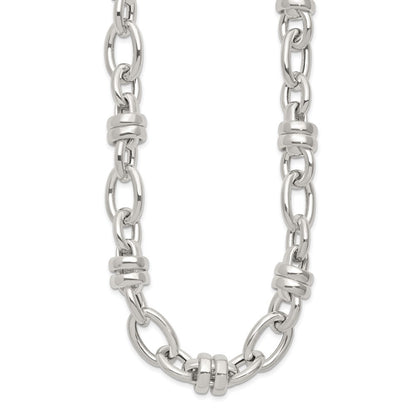 Sterling Silver Fancy Polished Link Necklace