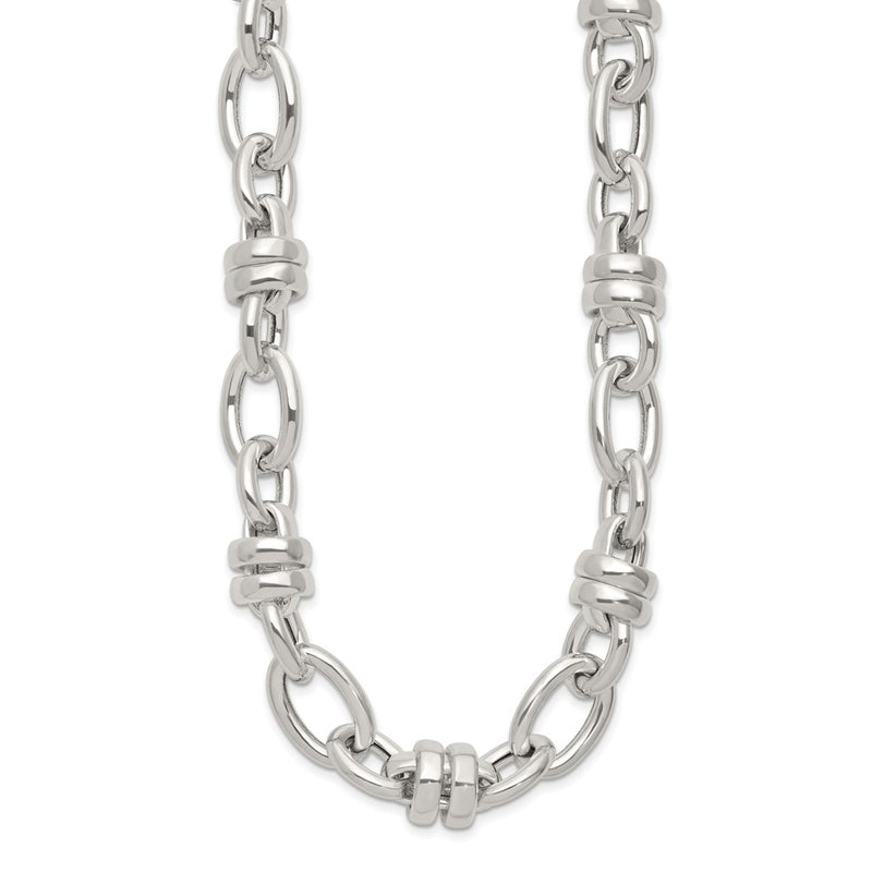 Sterling Silver Fancy Polished Link Necklace