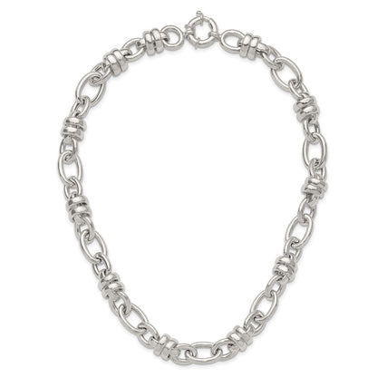 Sterling Silver Fancy Polished Link Necklace