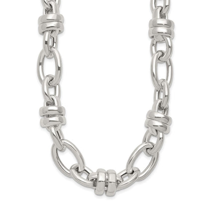 Sterling Silver Fancy Polished Link Necklace
