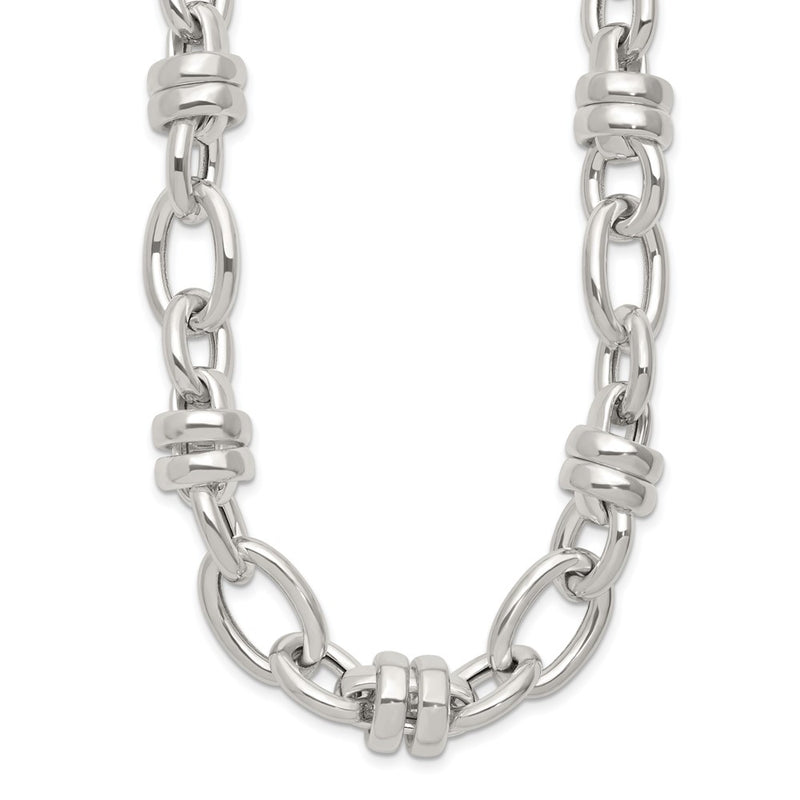 Sterling Silver Fancy Polished Link Necklace