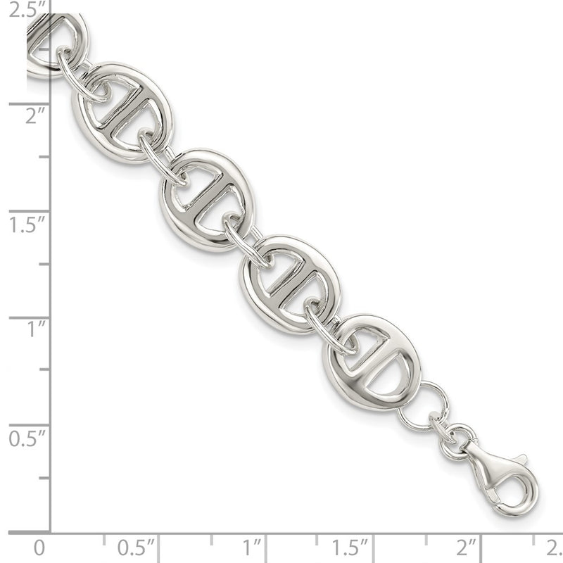 7.5 Inch Sterling Silver Polished Fancy Link 7.5In Bracelet