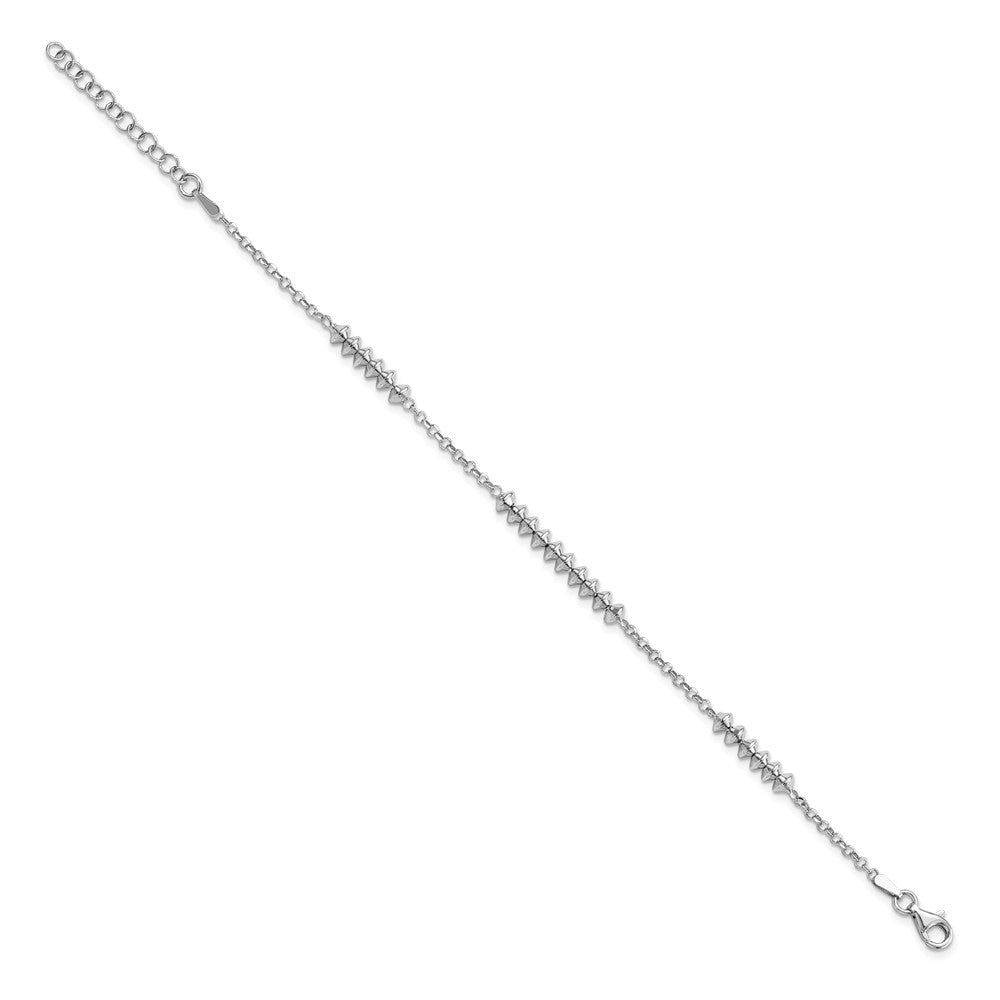 7 Inch Sterling Silver Rhodium-Plated Polished W/ 1In Ext. Bracelet