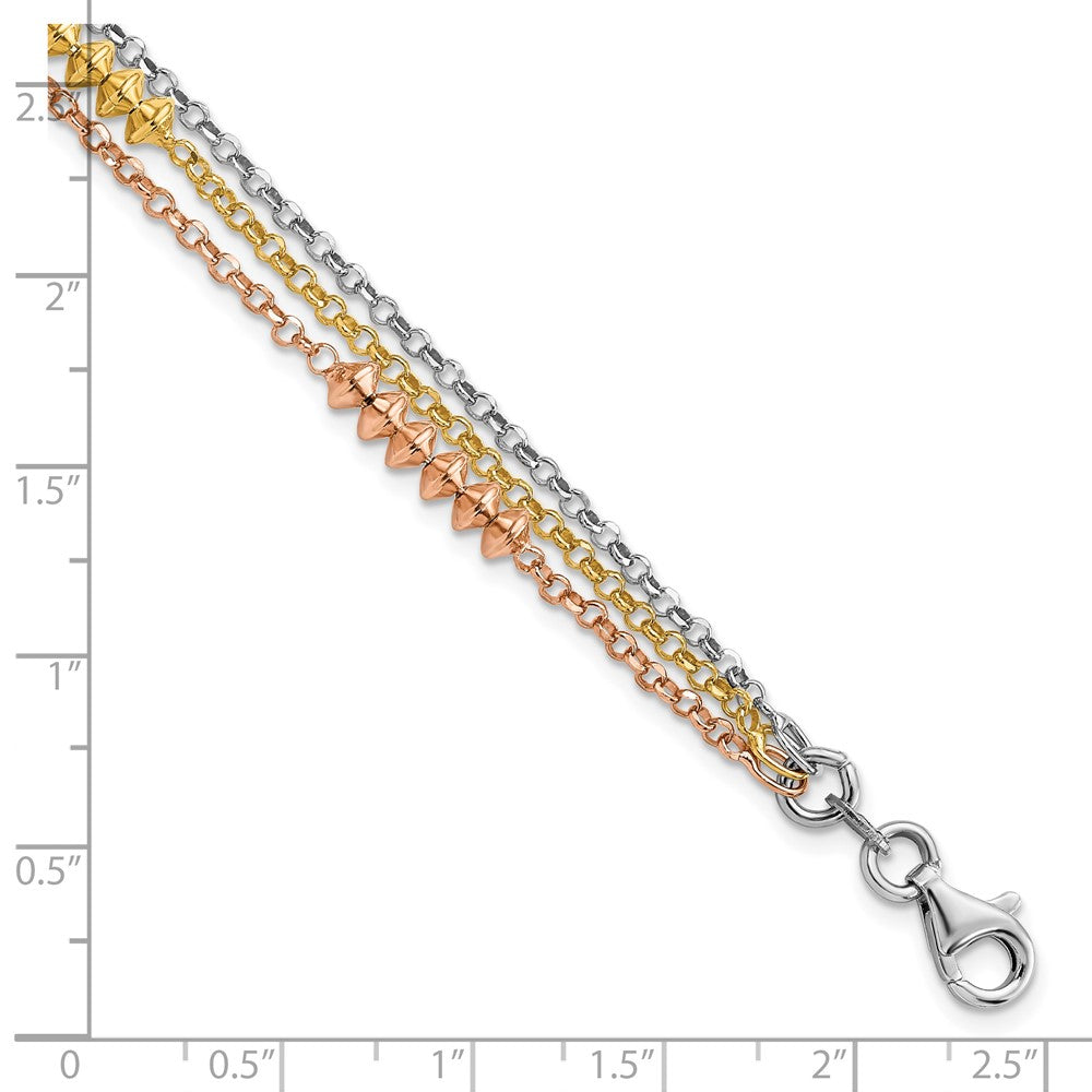 Sterling Silver Rh-Plated Rose & Yellow Gold-Plated Multi-Strand W/ 1In Ext