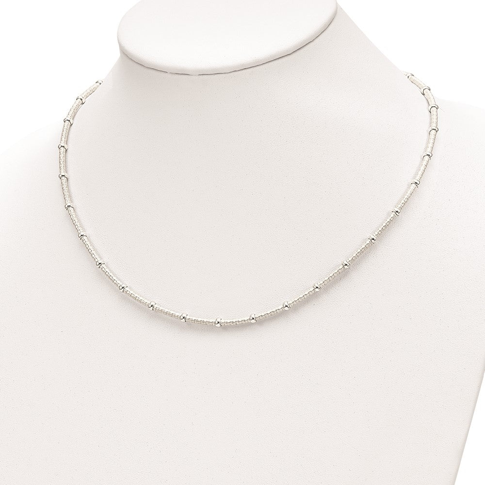 Sterling Silver Polished And Textured Beaded Necklace