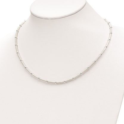 Sterling Silver Polished And Textured Beaded Necklace