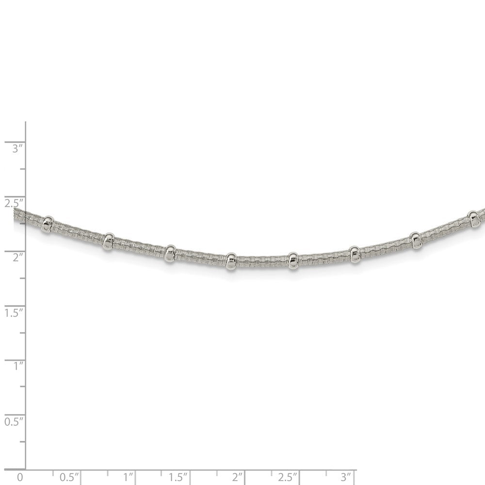 Sterling Silver Polished And Textured Beaded Necklace