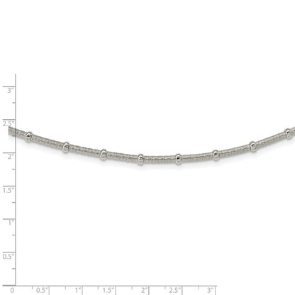 Sterling Silver Polished And Textured Beaded Necklace