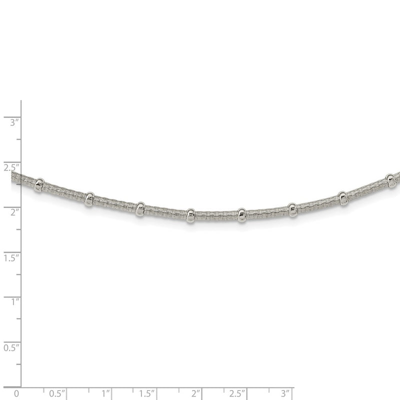 Sterling Silver Polished And Textured Beaded Necklace