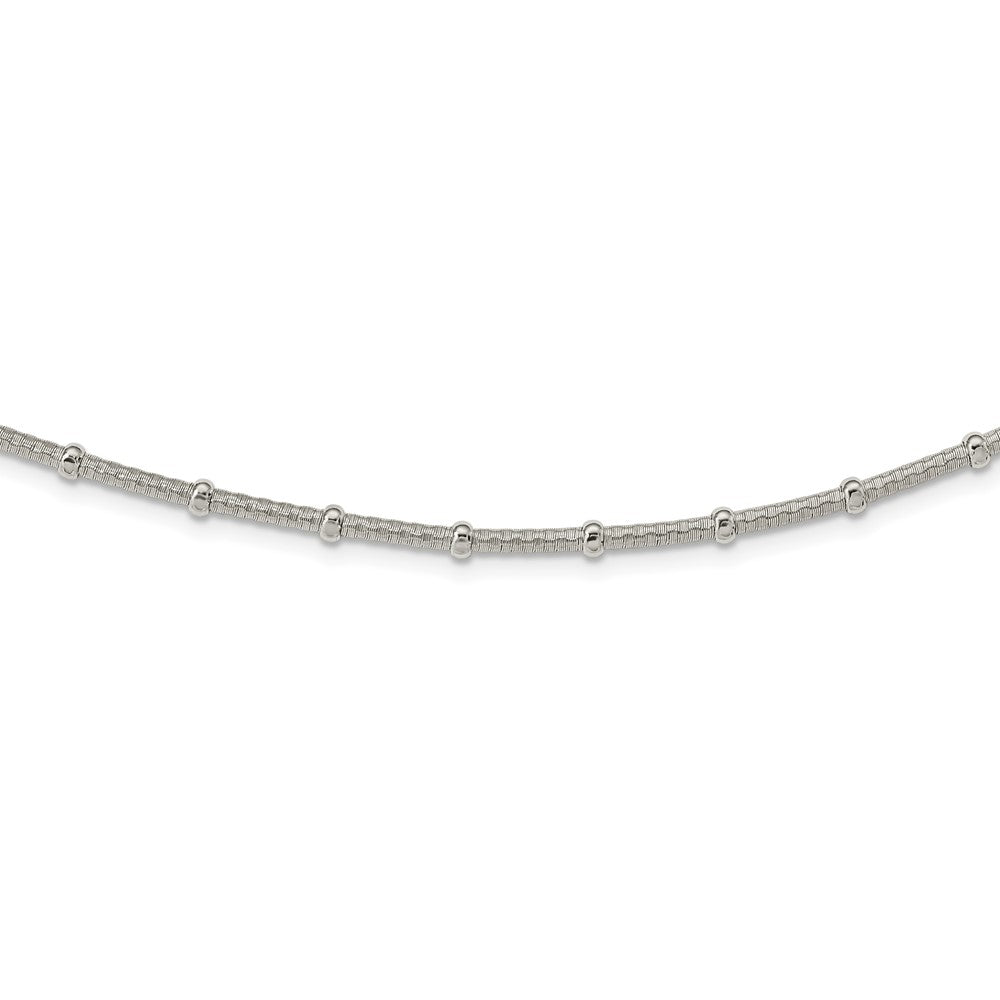 Sterling Silver Polished And Textured Beaded Necklace