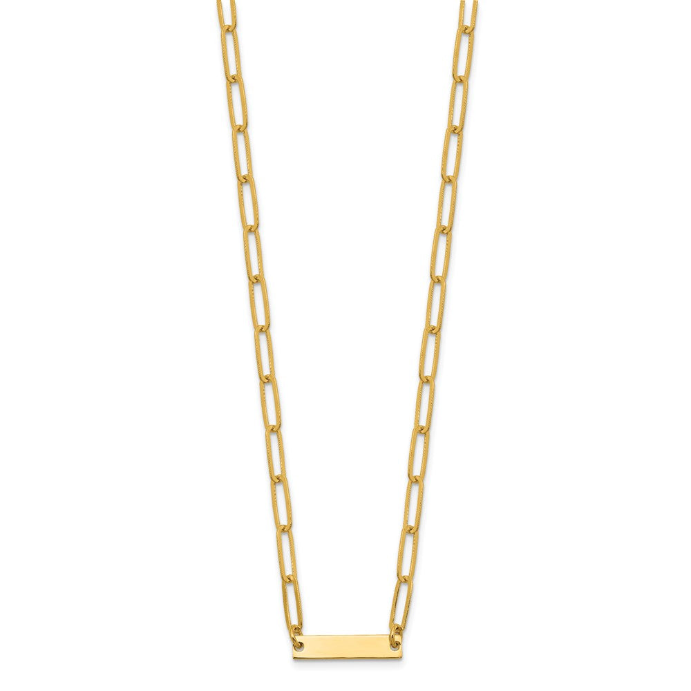 Ss/Gold Plated Sterling Silver Gold-Plated Polished Bar Necklace W/ 2In Ext.