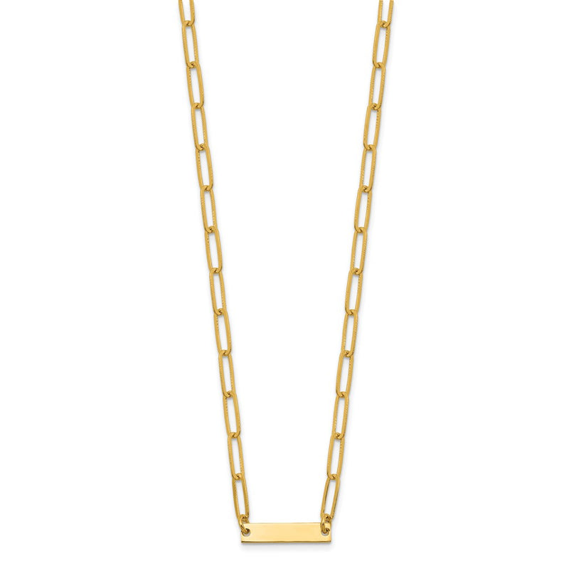 Ss/Gold Plated Sterling Silver Gold-Plated Polished Bar Necklace W/ 2In Ext.