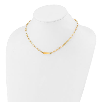 Ss/Gold Plated Sterling Silver Gold-Plated Polished Bar Necklace W/ 2In Ext.