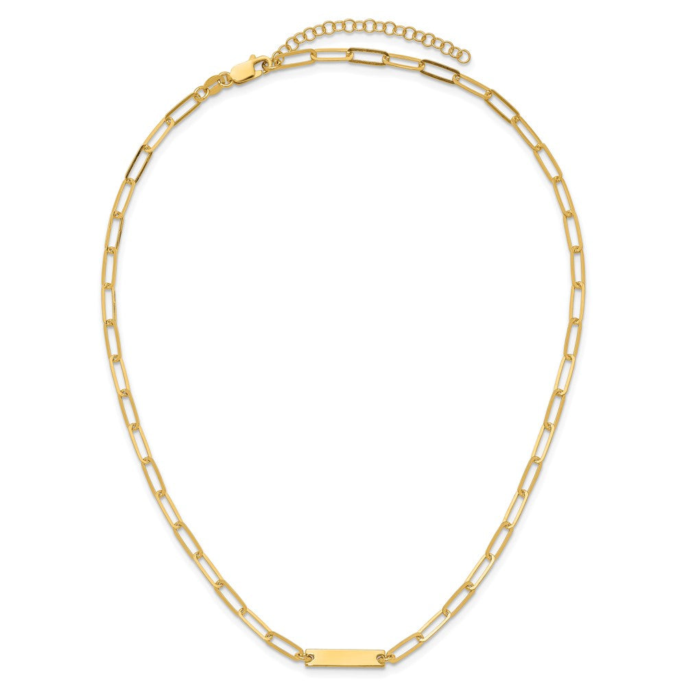 Ss/Gold Plated Sterling Silver Gold-Plated Polished Bar Necklace W/ 2In Ext.