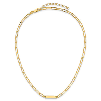 Ss/Gold Plated Sterling Silver Gold-Plated Polished Bar Necklace W/ 2In Ext.