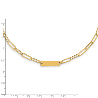 Ss/Gold Plated Sterling Silver Gold-Plated Polished Bar Necklace W/ 2In Ext.