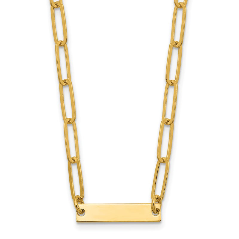 Ss/Gold Plated Sterling Silver Gold-Plated Polished Bar Necklace W/ 2In Ext.