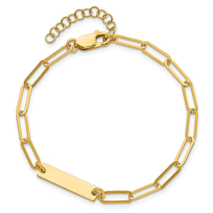 6.75 Inch Sterling Silver Gold-Plated Polished Id W/ 1.25In Ext. Bracelet