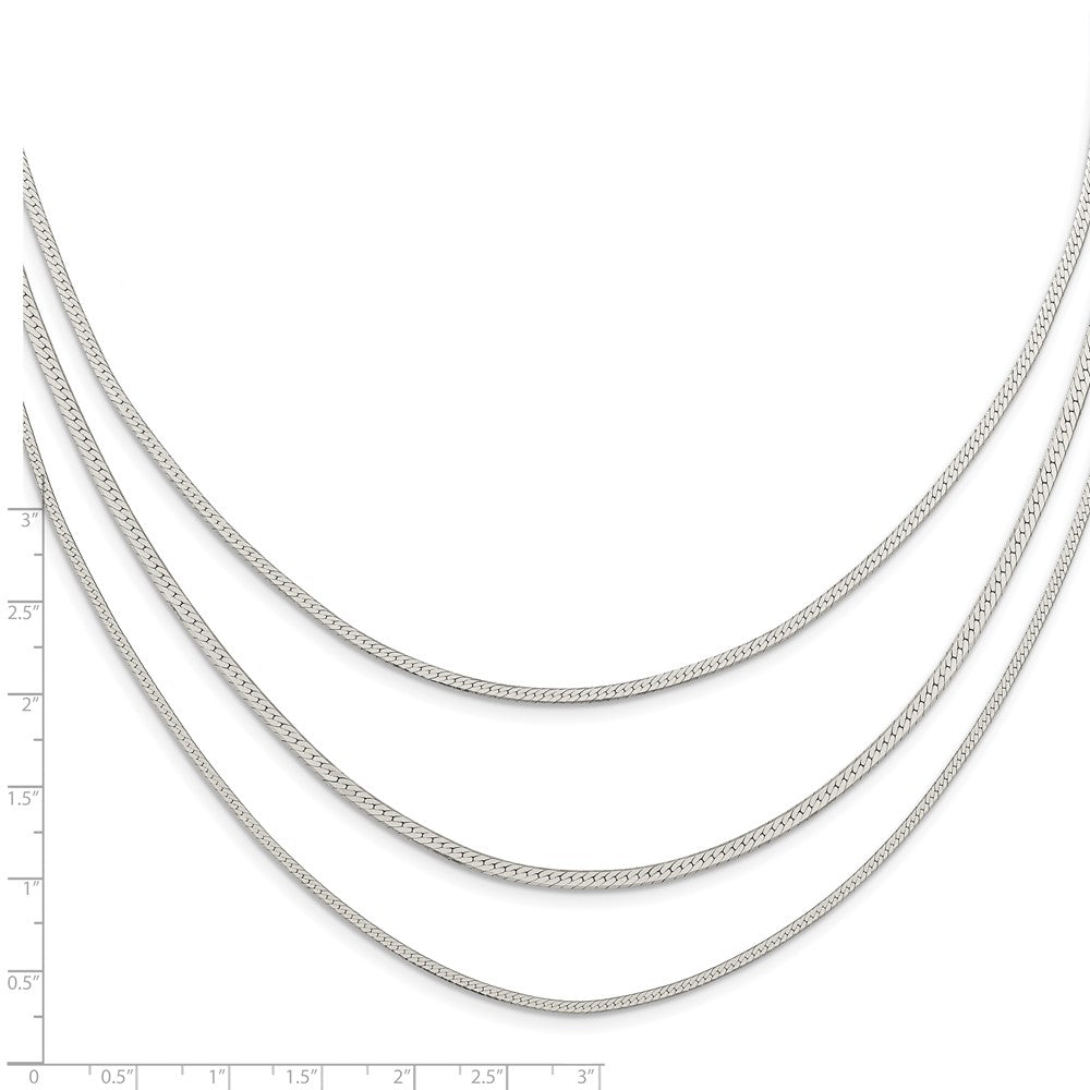 Sterling Silver Rhodium-Plated Polished Multi-Strand W/ 2.75In Ext. Necklac