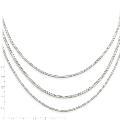 Sterling Silver Rhodium-Plated Polished Multi-Strand W/ 2.75In Ext. Necklac