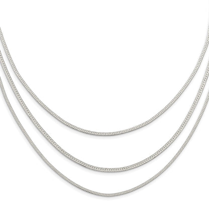 Sterling Silver Rhodium-Plated Polished Multi-Strand W/ 2.75In Ext. Necklac
