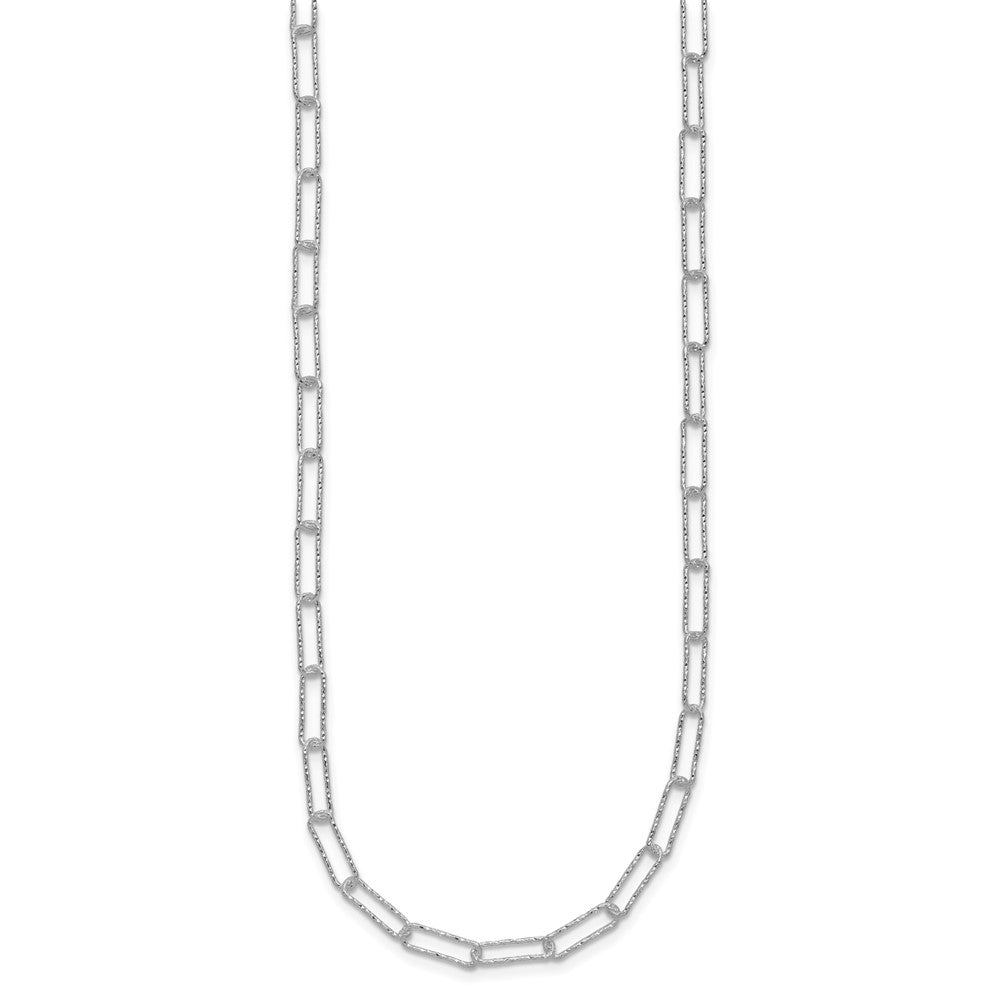 Sterling Silver D/C Fancy Open Link W/1.5 In Ext. Necklace