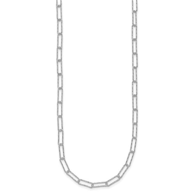 Sterling Silver D/C Fancy Open Link W/1.5 In Ext. Necklace