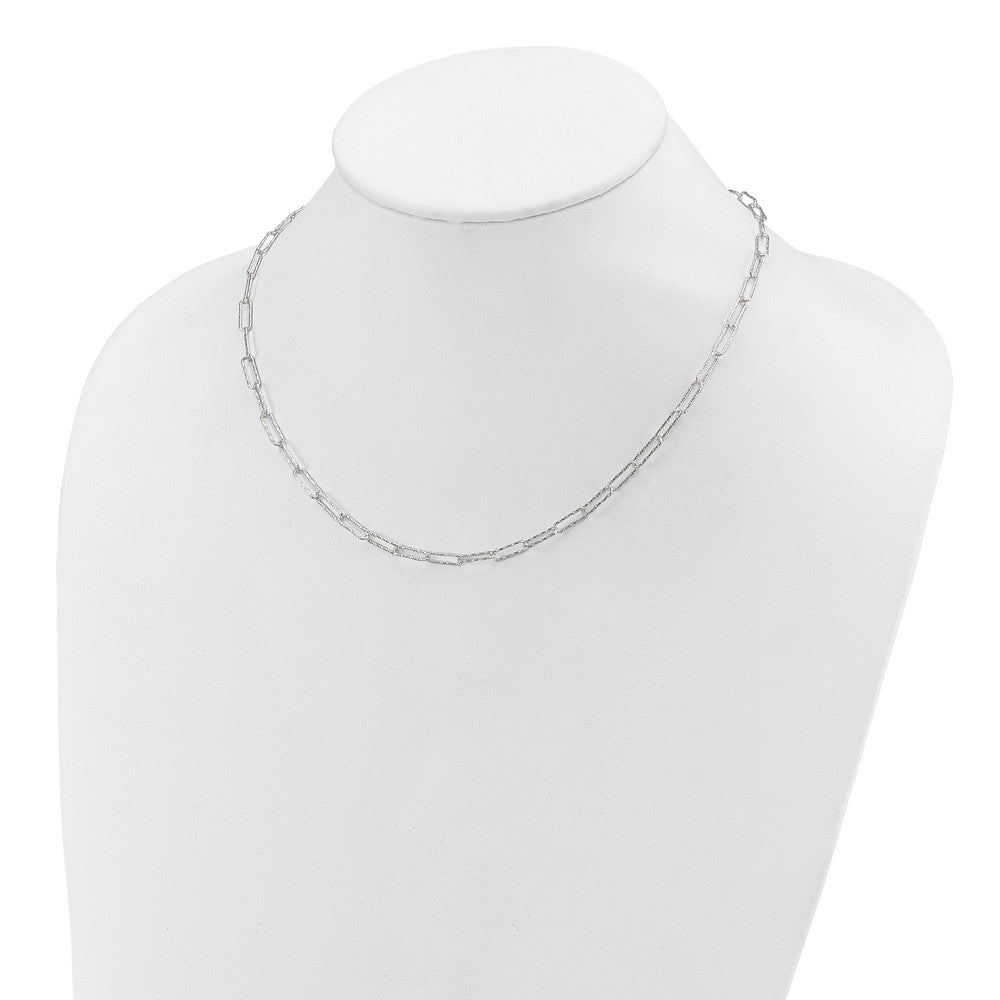 Sterling Silver D/C Fancy Open Link W/1.5 In Ext. Necklace