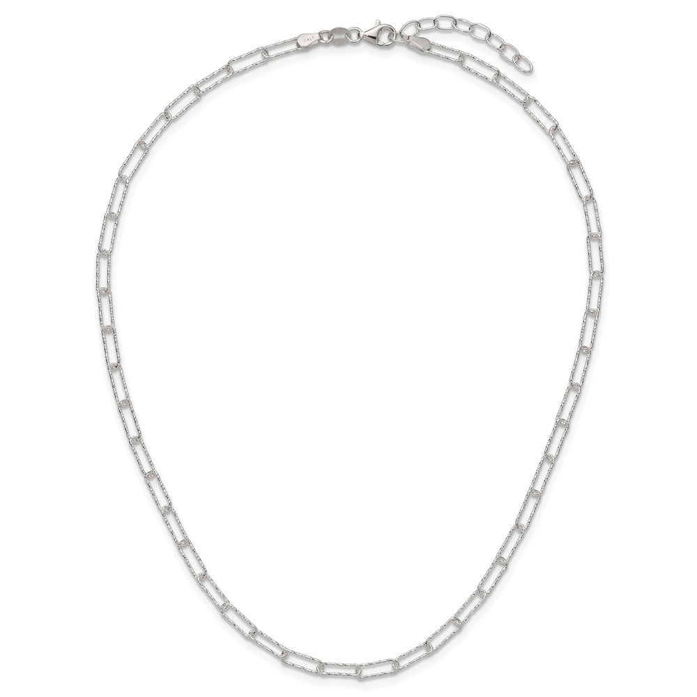 Sterling Silver D/C Fancy Open Link W/1.5 In Ext. Necklace