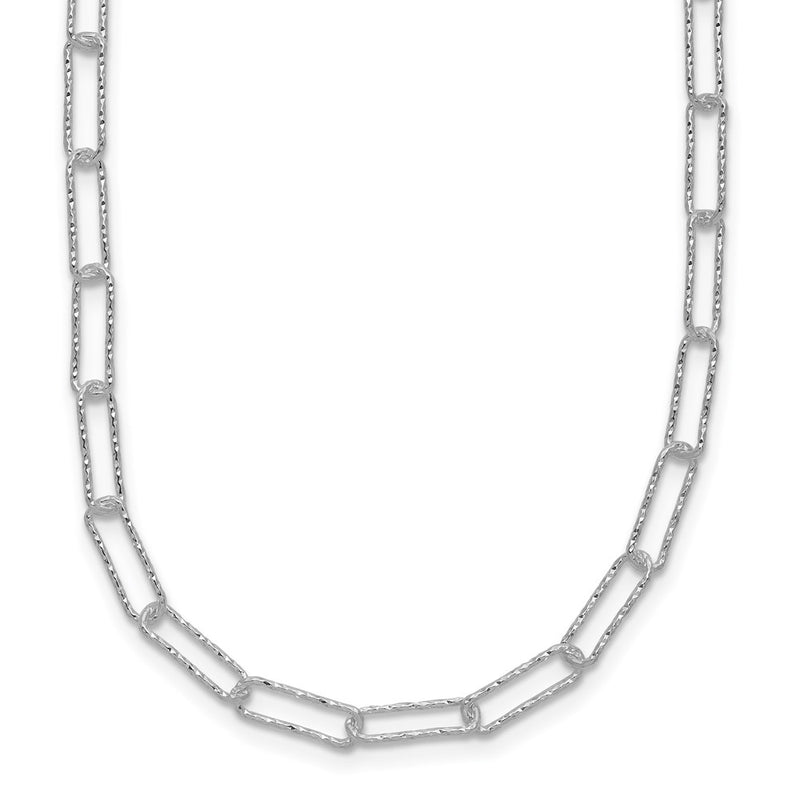 Sterling Silver D/C Fancy Open Link W/1.5 In Ext. Necklace