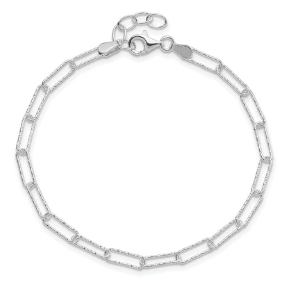 7.25 Inch Sterling Silver Rhodium-Plated D/C Fancy Link W/.75 In Ext Bracelet
