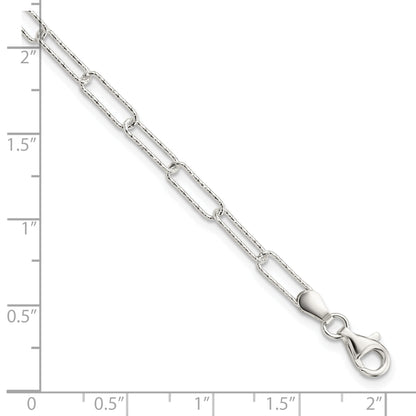 7.25 Inch Sterling Silver Rhodium-Plated D/C Fancy Link W/.75 In Ext Bracelet