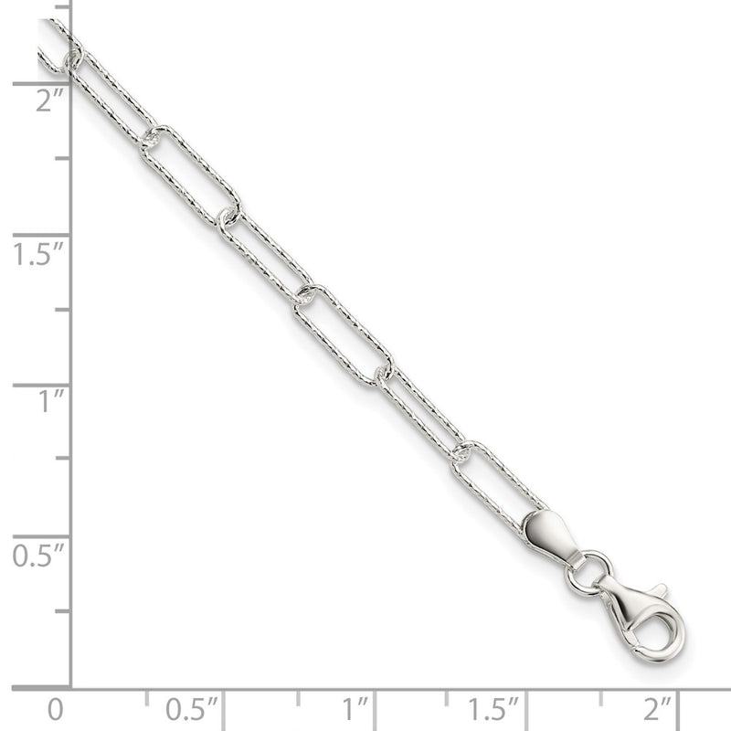 7.25 Inch Sterling Silver Rhodium-Plated D/C Fancy Link W/.75 In Ext Bracelet