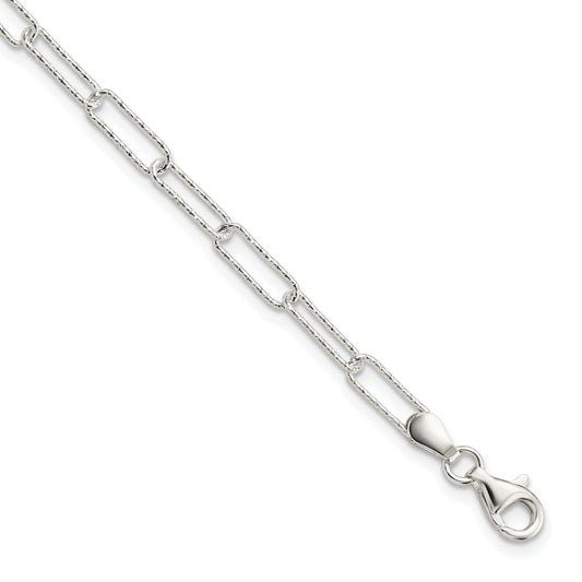 7.25 Inch Sterling Silver Rhodium-Plated D/C Fancy Link W/.75 In Ext Bracelet