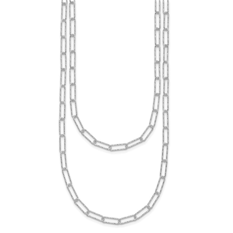 Sterling Silver Two D/C Fancy Link W/1.25 In Ext. Necklace