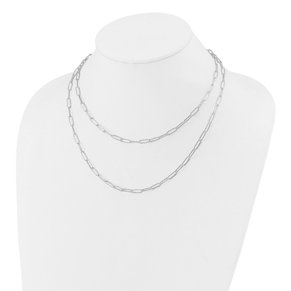 Sterling Silver Two D/C Fancy Link W/1.25 In Ext. Necklace