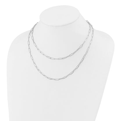 Sterling Silver Two D/C Fancy Link W/1.25 In Ext. Necklace