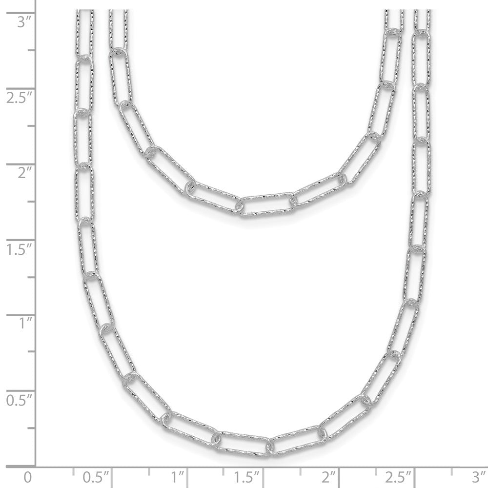 Sterling Silver Two D/C Fancy Link W/1.25 In Ext. Necklace