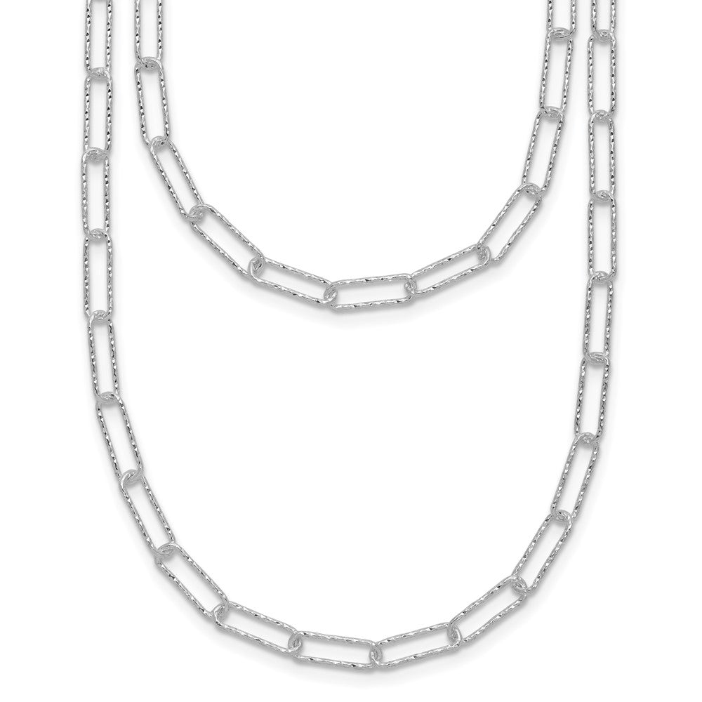 Sterling Silver Two D/C Fancy Link W/1.25 In Ext. Necklace