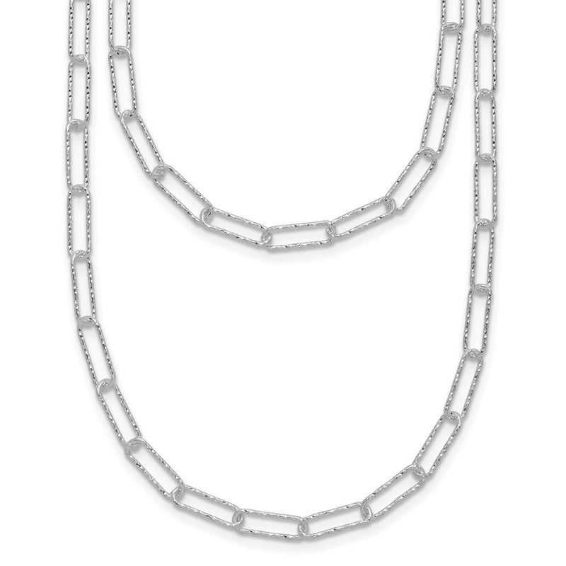 Sterling Silver Two D/C Fancy Link W/1.25 In Ext. Necklace
