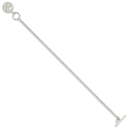 7.5 Inch Sterling Silver Replica Roman Coin Toggle Bracelet