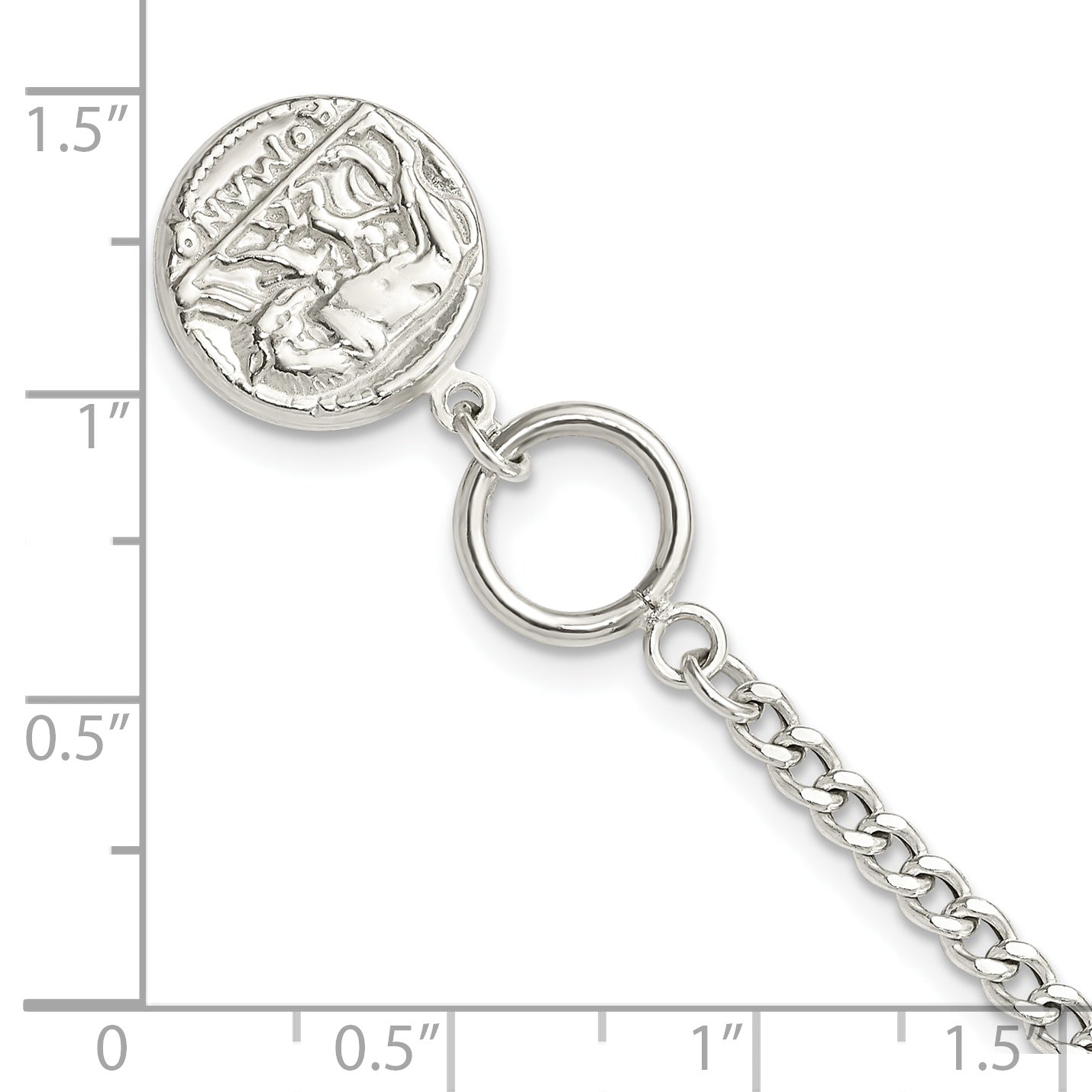 7.5 Inch Sterling Silver Replica Roman Coin Toggle Bracelet